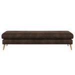 Banc repose-pieds Kayena Aspect cuir vieilli - Microfibre Priya: Marron foncé - Hêtre clair