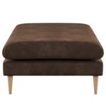 Banc repose-pieds Kayena Aspect cuir vieilli - Microfibre Priya: Marron foncé - Hêtre clair