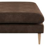 Banc repose-pieds Kayena Aspect cuir vieilli - Microfibre Priya: Marron foncé - Hêtre clair