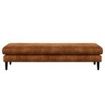 Banc repose-pieds Kayena Aspect cuir vieilli - Microfibre Priya: Cognac - Noir