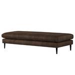 Banc repose-pieds Kayena Aspect cuir vieilli - Microfibre Priya: Marron foncé - Noir