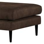 Banc repose-pieds Kayena Aspect cuir vieilli - Microfibre Priya: Marron foncé - Noir