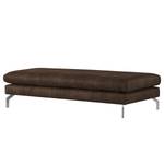 Banc repose-pieds Kayena Aspect cuir vieilli - Microfibre Priya: Marron foncé - Chrome brillant