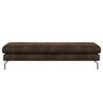 Banc repose-pieds Kayena Aspect cuir vieilli - Microfibre Priya: Marron foncé - Chrome brillant