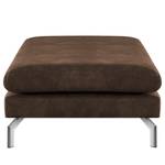 Banc repose-pieds Kayena Aspect cuir vieilli - Microfibre Priya: Marron foncé - Chrome brillant