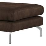 Banc repose-pieds Kayena Aspect cuir vieilli - Microfibre Priya: Marron foncé - Chrome brillant