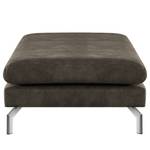 Banc repose-pieds Kayena Aspect cuir vieilli - Microfibre Priya: Anthracite - Chrome brillant