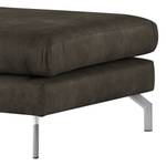 Banc repose-pieds Kayena Aspect cuir vieilli - Microfibre Priya: Anthracite - Chrome brillant