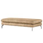 Banc repose-pieds Kayena Aspect cuir vieilli - Microfibre Priya: Beige - Chrome brillant