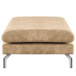 Banc repose-pieds Kayena Aspect cuir vieilli - Microfibre Priya: Beige - Chrome brillant