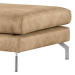 Banc repose-pieds Kayena Aspect cuir vieilli - Microfibre Priya: Beige - Chrome brillant