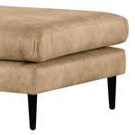 Banc repose-pieds Kayena Aspect cuir vieilli - Microfibre Priya: Beige - Noir