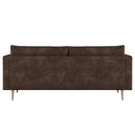 2-Sitzer Sofa Kayena Antiklederlook - Microfaser Priya: Dunkelbraun - Buche Hell