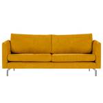 2-Sitzer Sofa Kayena Webstoff - Webstoff Cieli: Senfgelb - Chrom glänzend