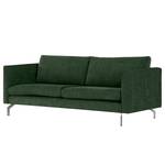 2-Sitzer Sofa Kayena Webstoff - Webstoff Cieli: Dunkelgrün - Chrom glänzend