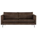 2-Sitzer Sofa Kayena Antiklederlook - Microfaser Priya: Dunkelbraun - Chrom glänzend