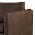 Canapé 2 places Kayena Aspect cuir vieilli - Microfibre Priya: Marron foncé - Chrome brillant