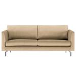 2-Sitzer Sofa Kayena Samt - Samt Sadia: Beige - Chrom glänzend