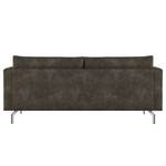 Canapé 2 places Kayena Aspect cuir vieilli - Microfibre Priya: Anthracite - Chrome brillant