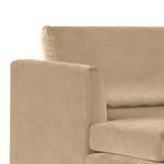 Wohnlandschaft Kayena Samt - Samt Sadia: Beige - Longchair davorstehend links / Ottomane rechts - Schwarz