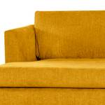 Ecksofa Kayena Webstoff - Webstoff Cieli: Senfgelb - Longchair davorstehend links - Buche Hell