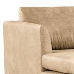 Ecksofa Kayena Antiklederlook - Microfaser Priya: Beige - Longchair davorstehend links - Buche Hell