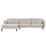 Ecksofa Kayena Webstoff - Webstoff Cieli: Sandgrau - Longchair davorstehend links - Schwarz