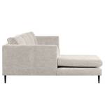 Ecksofa Kayena Webstoff - Webstoff Cieli: Sandgrau - Longchair davorstehend links - Schwarz