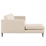 Ecksofa Kayena Bouclé - Bouclé Stoff Eurona: Beige - Longchair davorstehend links - Schwarz