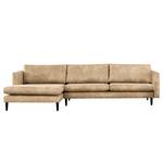 Ecksofa Kayena Antiklederlook - Microfaser Priya: Beige - Longchair davorstehend links - Schwarz