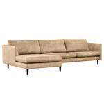 Ecksofa Kayena Antiklederlook - Microfaser Priya: Beige - Longchair davorstehend links - Schwarz