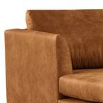 Ecksofa Kayena Antiklederlook - Microfaser Priya: Cognac - Longchair davorstehend links - Schwarz