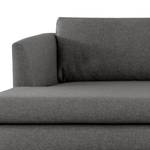 Ecksofa Kayena Webstoff - Webstoff Lark: Dunkelgrau - Longchair davorstehend links - Chrom glänzend