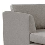 Ecksofa Kayena Webstoff - Webstoff Lark: Braungrau - Longchair davorstehend links - Chrom glänzend