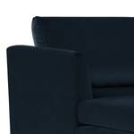 Hoekbank Kayena fluweel - Velours Sadia: Donkerblauw - Longchair vooraanzicht links - Chroomkleurig glanzend