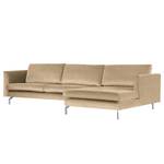 Divano angolare Kayena velluto - Velluto Sadia: beige - Longchair preimpostata a destra - Cromo lucido