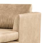 Ecksofa Kayena Antiklederlook - Microfaser Priya: Beige - Longchair davorstehend rechts - Schwarz