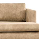 Ecksofa Kayena Antiklederlook - Microfaser Priya: Beige - Longchair davorstehend rechts - Schwarz