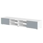 Meuble TV Podium Panneau aggloméré enduit - Blanc / Gris - Blanc / Gris - Largeur : 185 cm