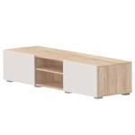 TV-Lowboard Podium Spanplatte, beschichtet - Eiche Dekor / Beige - Beige / Eiche Dekor - Breite: 140 cm