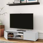 Meuble TV Podium Panneau aggloméré enduit - Blanc - Blanc - Largeur : 140 cm