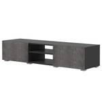 Meuble TV Podium Panneau aggloméré enduit - Noir / Imitation béton - Béton / Noir - Largeur : 140 cm