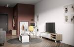 Tv-meubel Prism gecoate spaanplaat - eikenhouten look/wit - Wit/eikenhouten look
