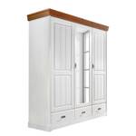 Armoire portes battantes Noret - Type B Pin massif - Pin blanc / Pin couleur miel - Largeur : 192 cm