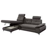 Ecksofa Sikalas mit Longchair Webstoff Roge: Anthrazit - Longchair davorstehend links