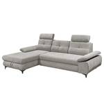 Ecksofa Sikalas mit Longchair Webstoff Roge: Silber - Longchair davorstehend links