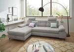 Ecksofa Sikalas mit Longchair Webstoff Roge: Silber - Longchair davorstehend links