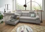 Ecksofa Sikalas mit Longchair Webstoff Roge: Silber - Longchair davorstehend links