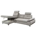 Ecksofa Sikalas mit Longchair Webstoff Roge: Silber - Longchair davorstehend links