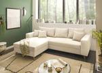 Ecksofa Unra mit Longchair Cordstoff Zuri: Creme